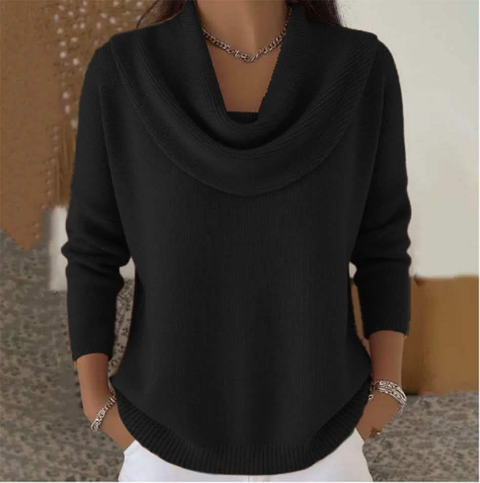 Nella-Madeline | Women's Draped Cowl Neck Cotton Jumper