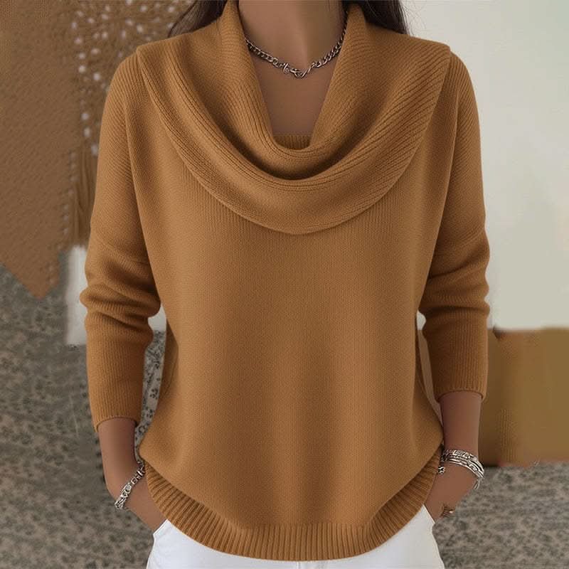 Nella-Madeline | Women's Draped Cowl Neck Cotton Jumper