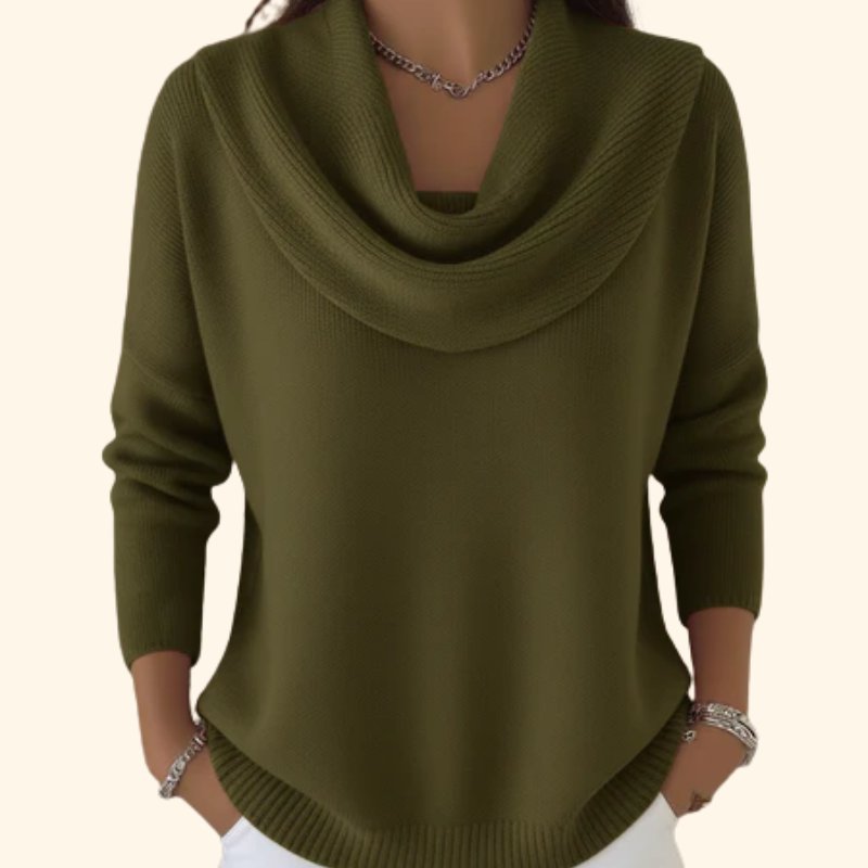 Nella-Madeline | Women's Draped Cowl Neck Cotton Jumper