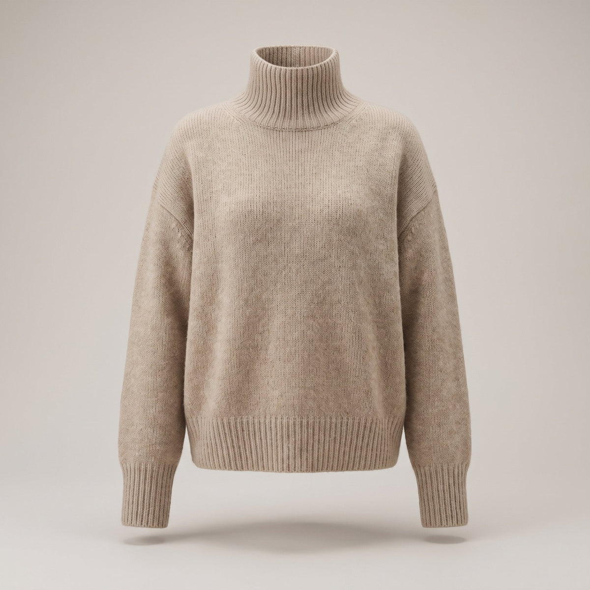Maureen-Constance | Women's Dropped-Shoulder High-Neck Wool Sweater