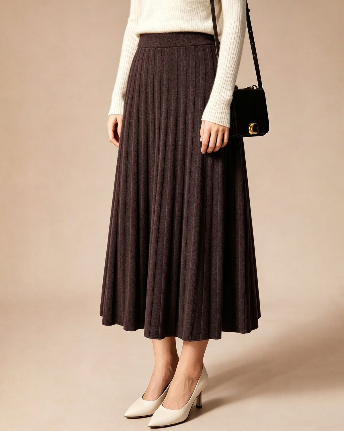 Bianca-Lottie | Women's Elastic-Waist Flared Midi Skirt