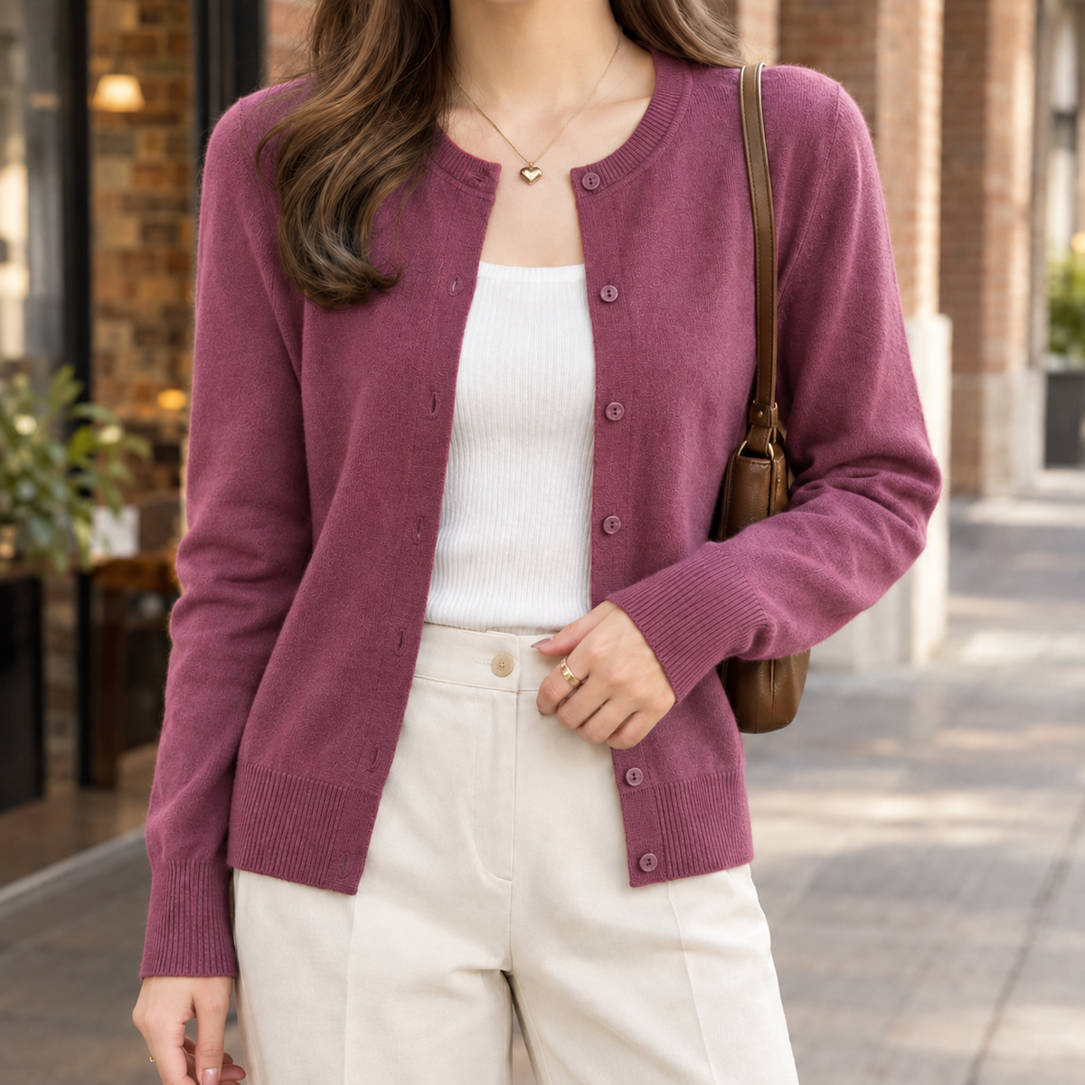 Alma | Women's Fine-Knit Button-Front Cardigan