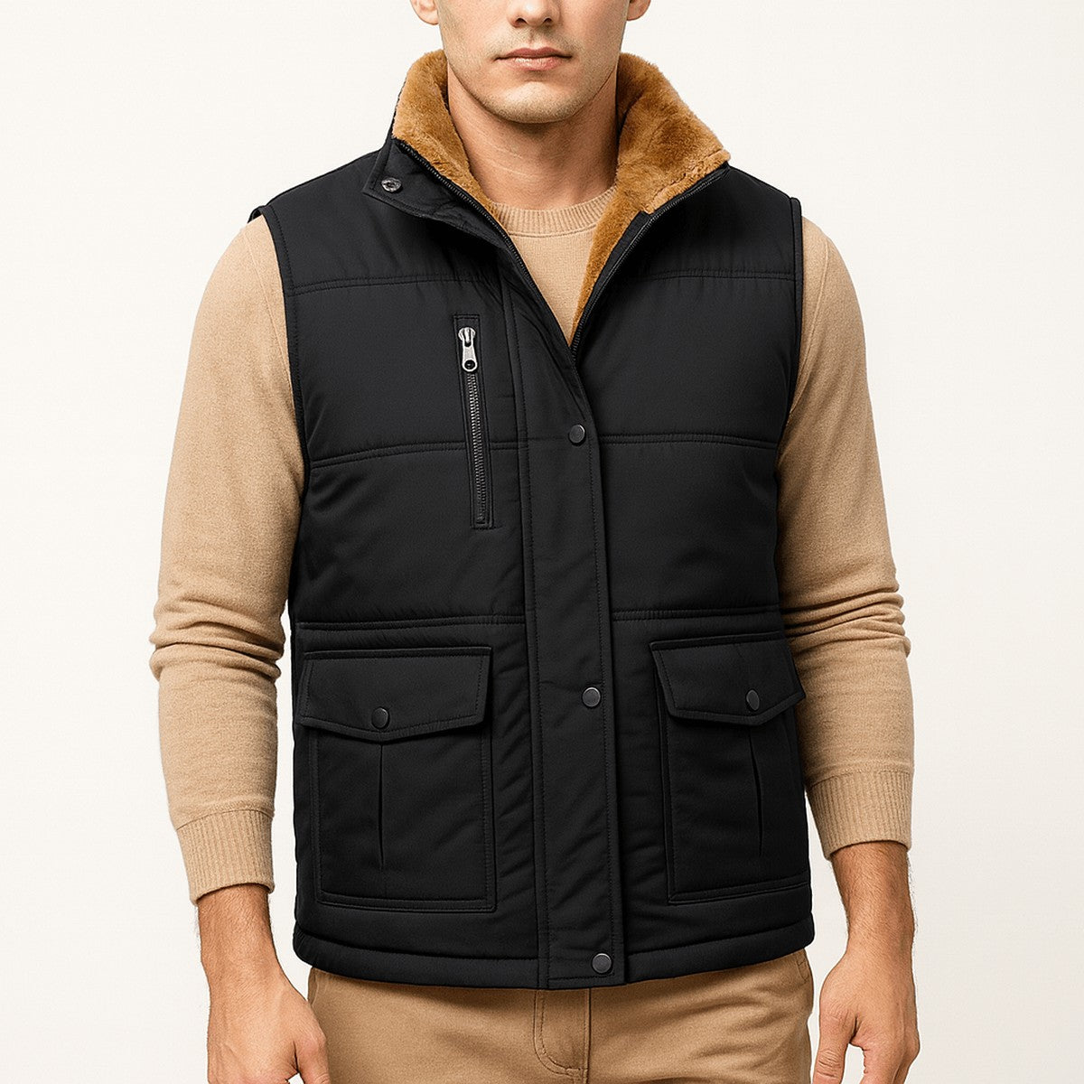 Evelina | Women's Fleece-Lined Puffer Vest with Stand Collar