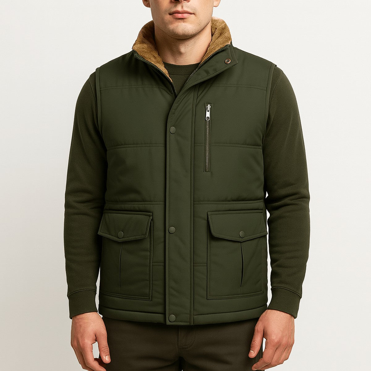 Evelina | Women's Fleece-Lined Puffer Vest with Stand Collar