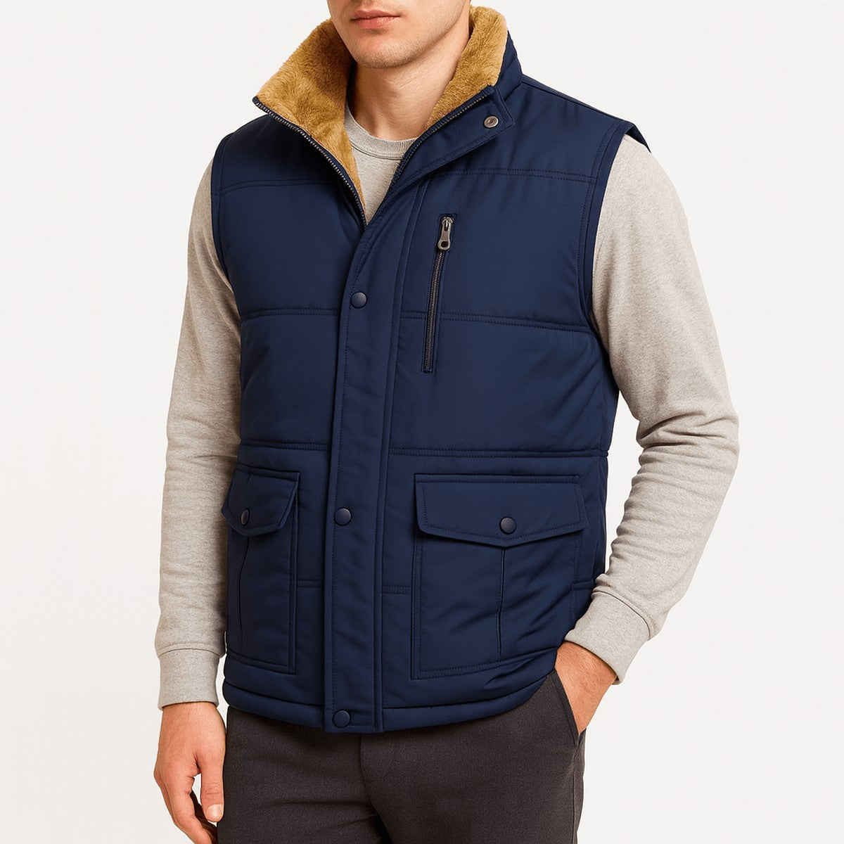 Evelina | Women's Fleece-Lined Puffer Vest with Stand Collar