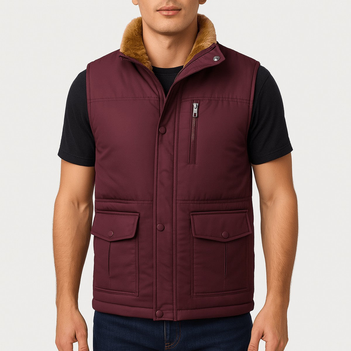 Evelina | Women's Fleece-Lined Puffer Vest with Stand Collar