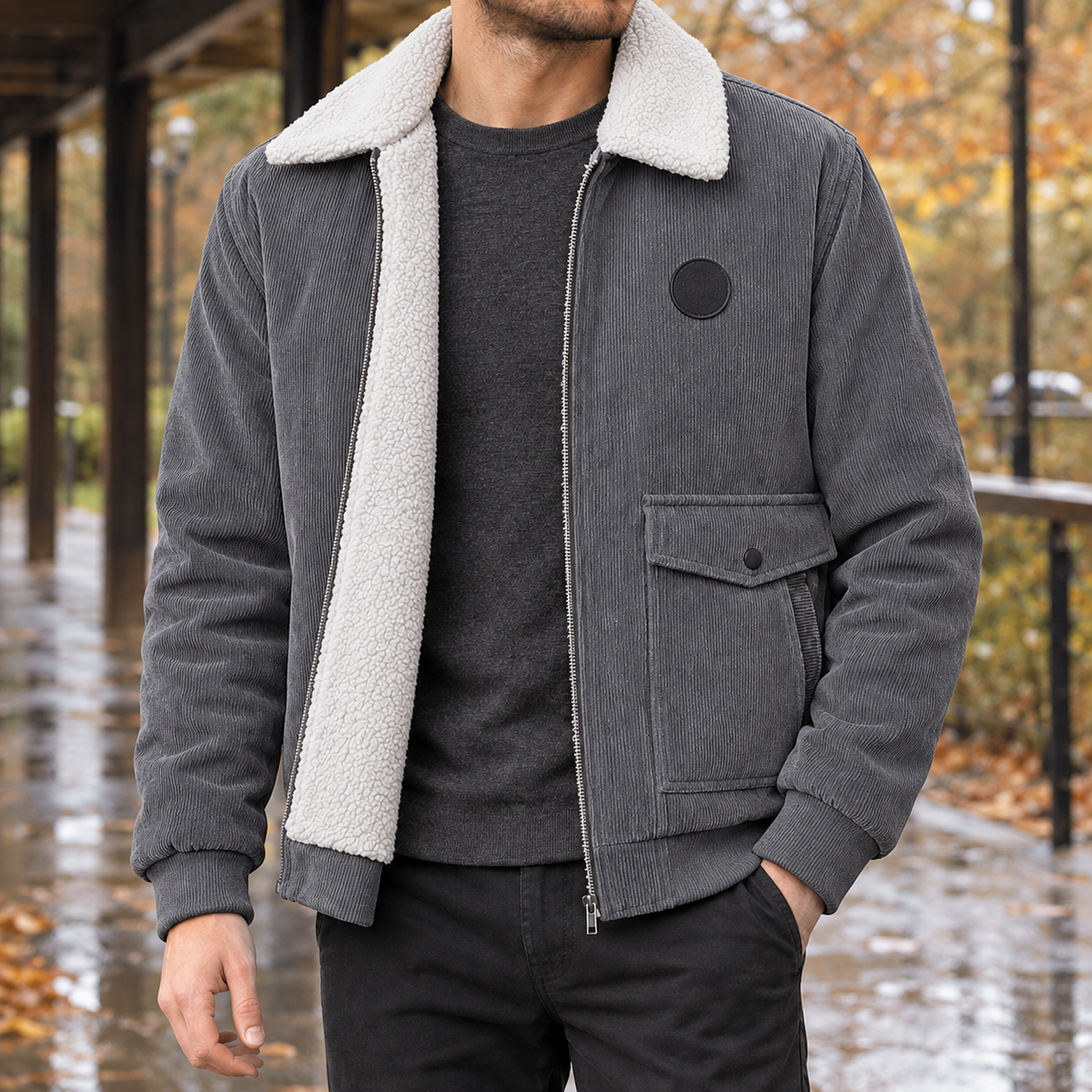 June | Women's Fleece-Lined Ribbed-Cuff Zip Jacket