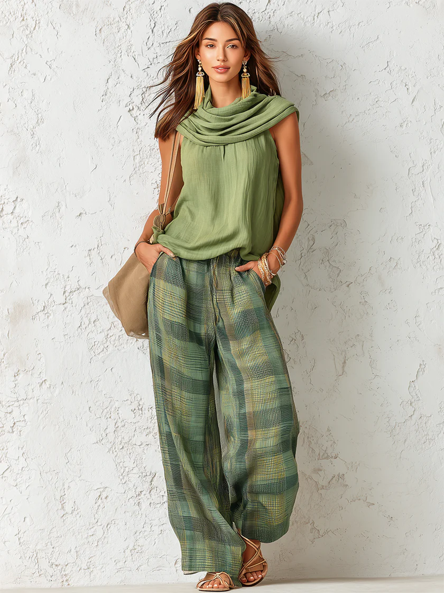 Frida-Zelda | Women's Flowing Blouse & Wide-Leg Trousers Set