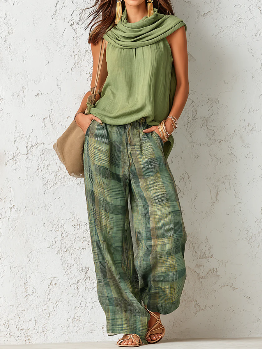 Frida-Zelda | Women's Flowing Blouse & Wide-Leg Trousers Set