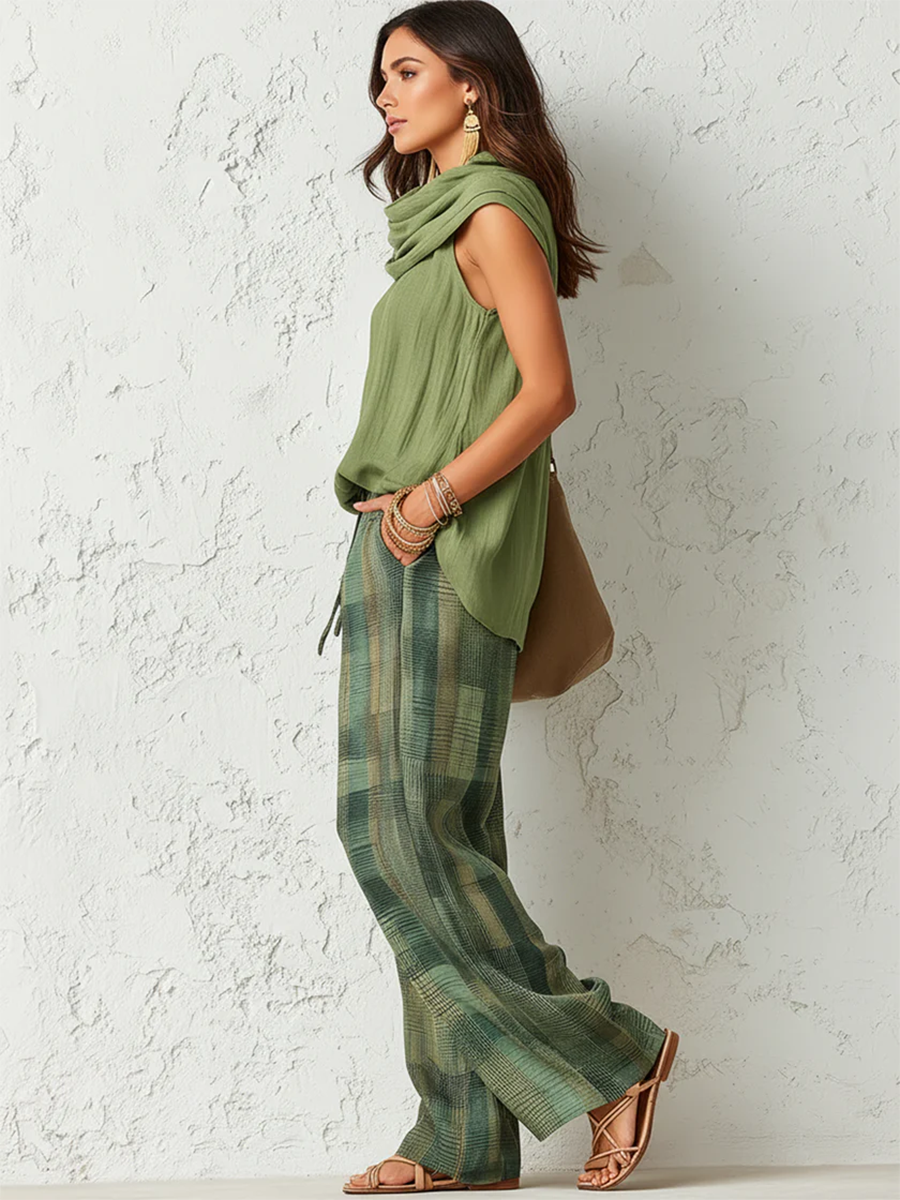 Frida-Zelda | Women's Flowing Blouse & Wide-Leg Trousers Set