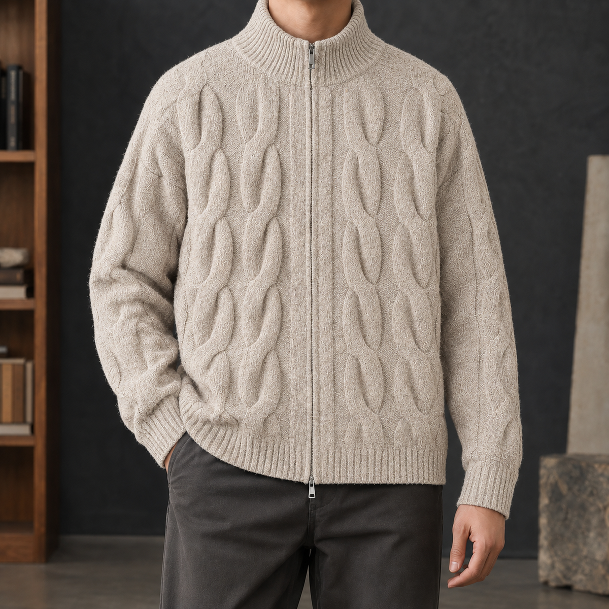 Constance-Birgit | Women's Full-Zip Cable Knit Cardigan