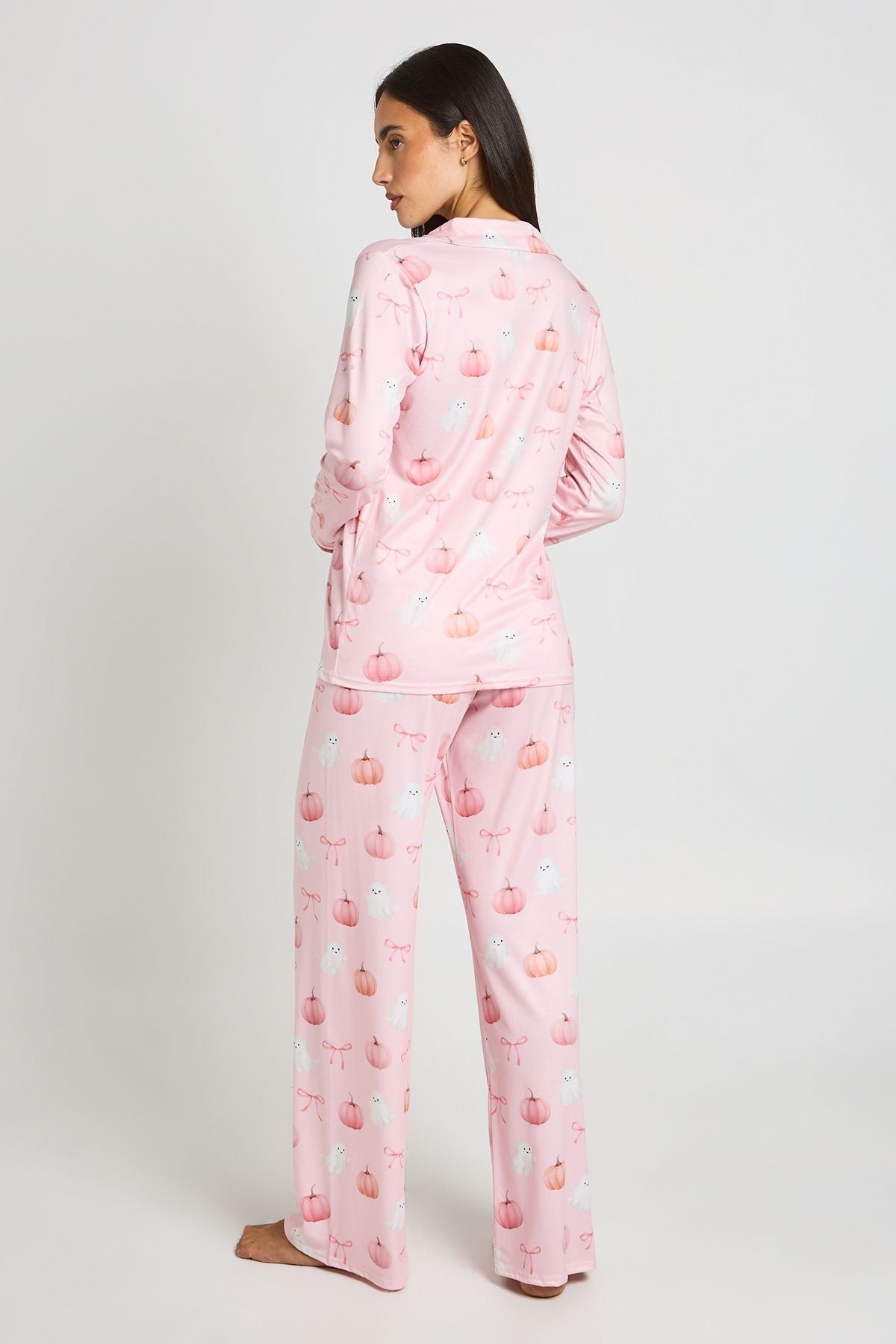 Erna-Mavis | Women's Ghost and Pumpkin Print Pajama Set