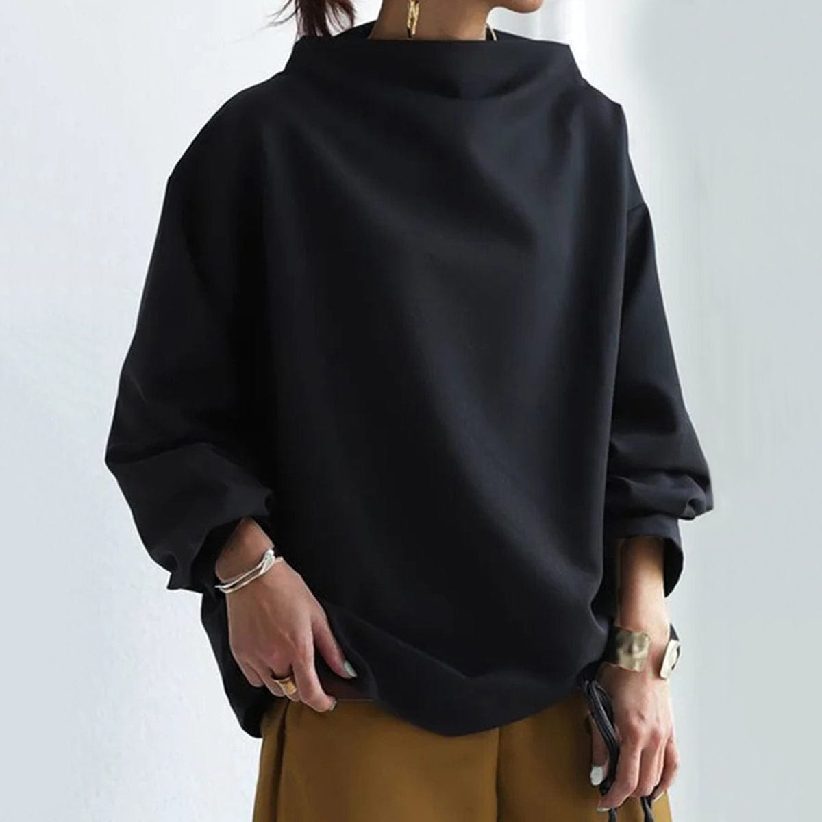 Silvia-Vera | Women's High-Neck Long-Sleeve Knit Pullover Top