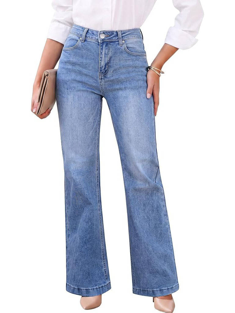 Bernadette-Juliet | Women's High-Rise Wide Leg Flare Jeans