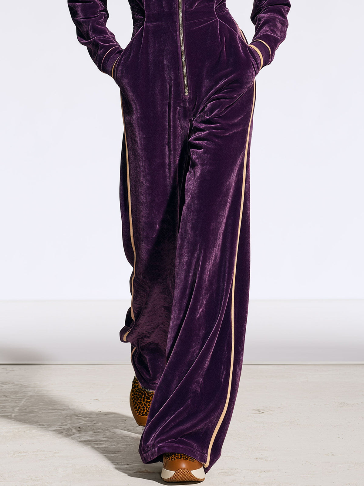 Patricia-Winifred | Women's Hooded Velvet Jumpsuit