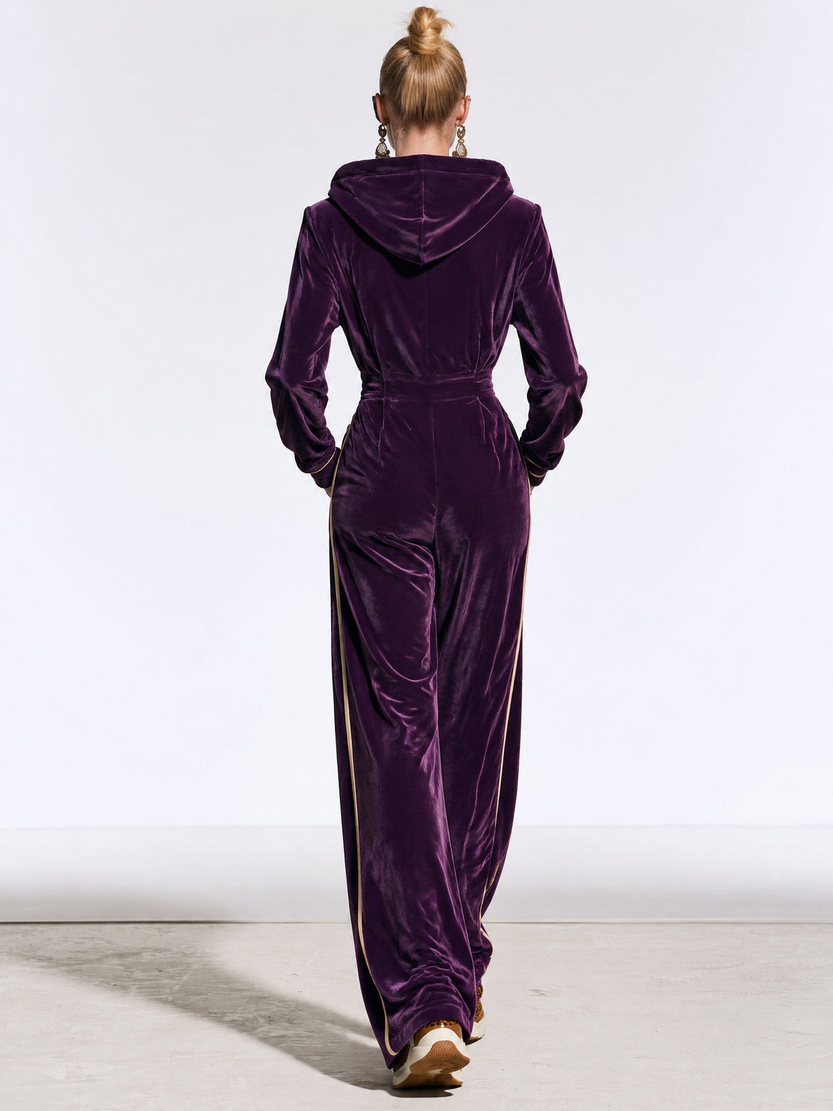 Patricia-Winifred | Women's Hooded Velvet Jumpsuit