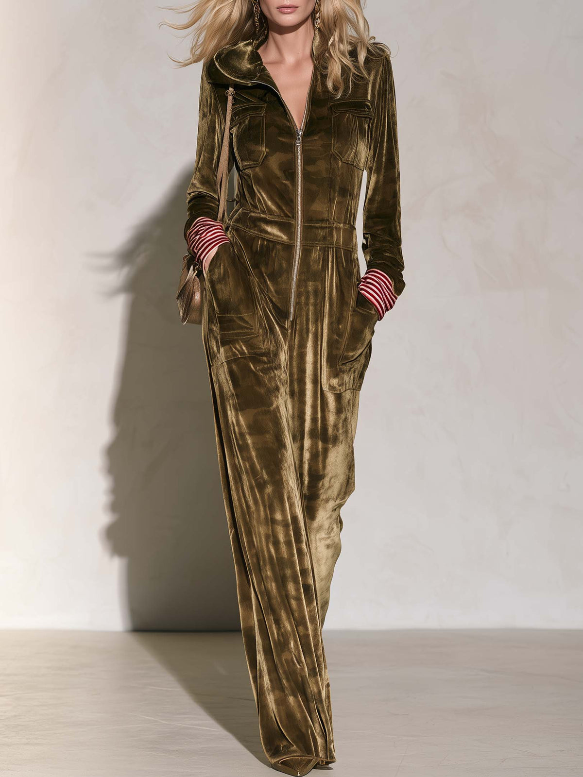 Constance | Women's Hooded Velvet Wide-Leg Jumpsuit