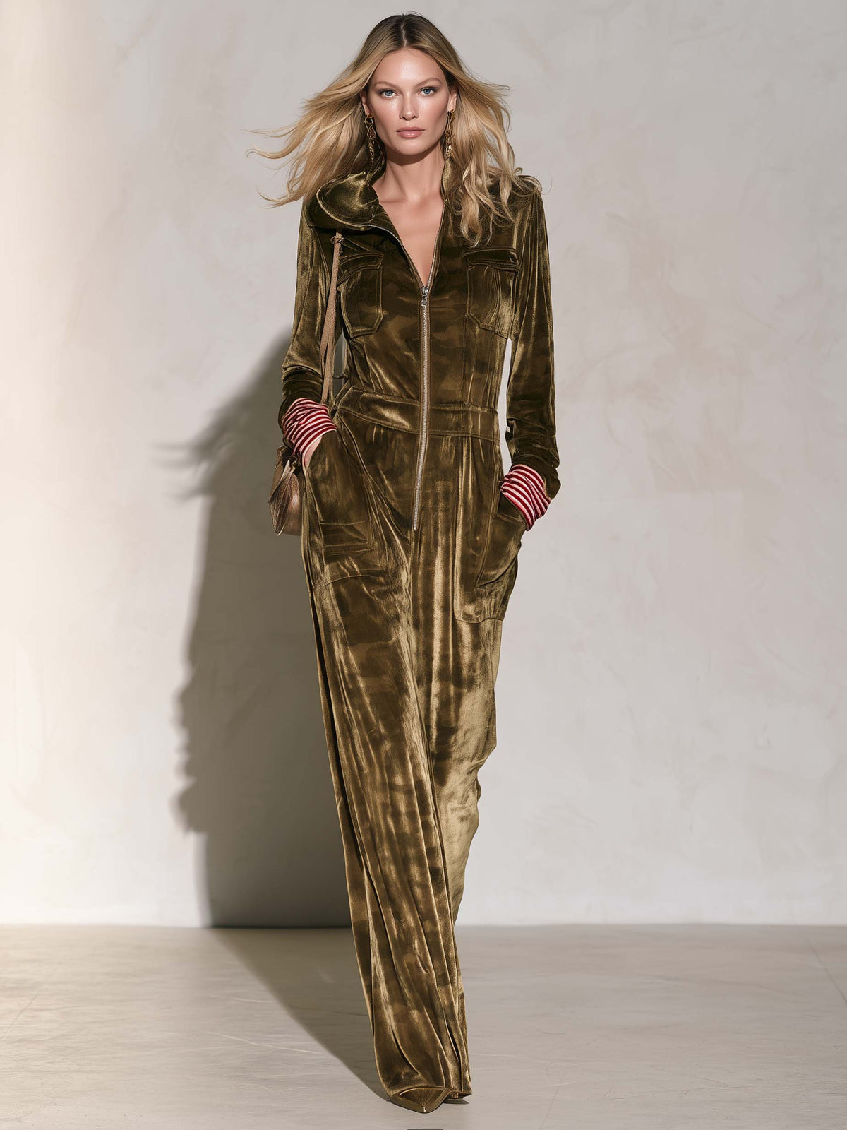 Constance | Women's Hooded Velvet Wide-Leg Jumpsuit