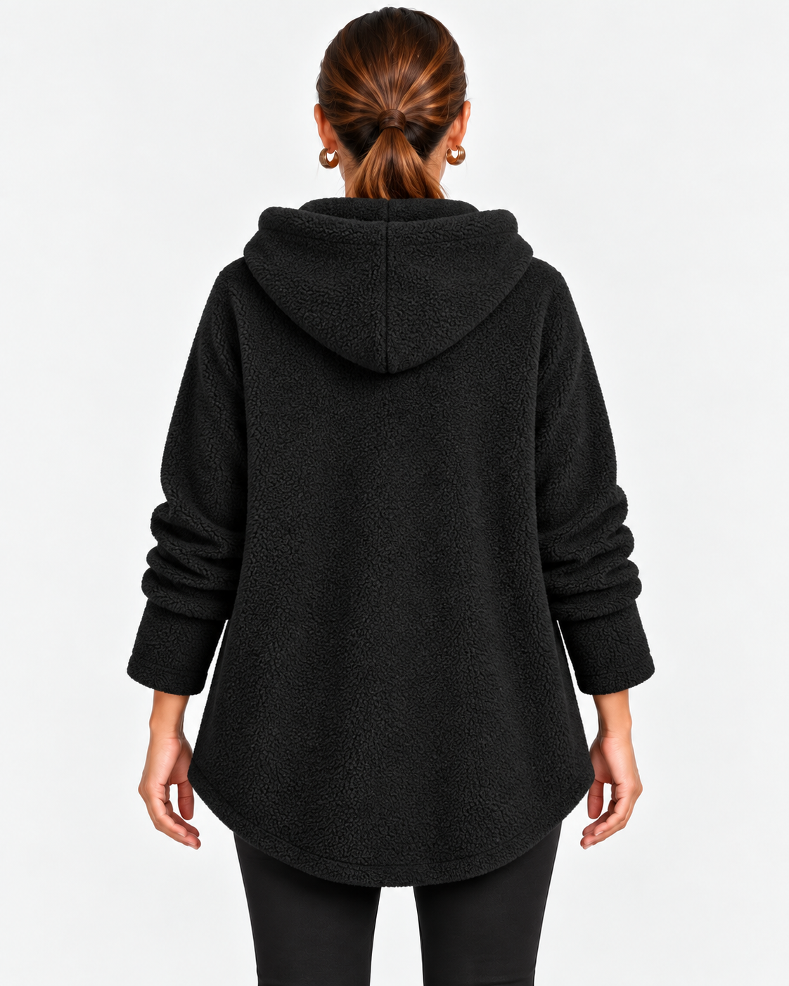 Nella-Madeline | Women's Hooded Wooden-Button Fleece Coat