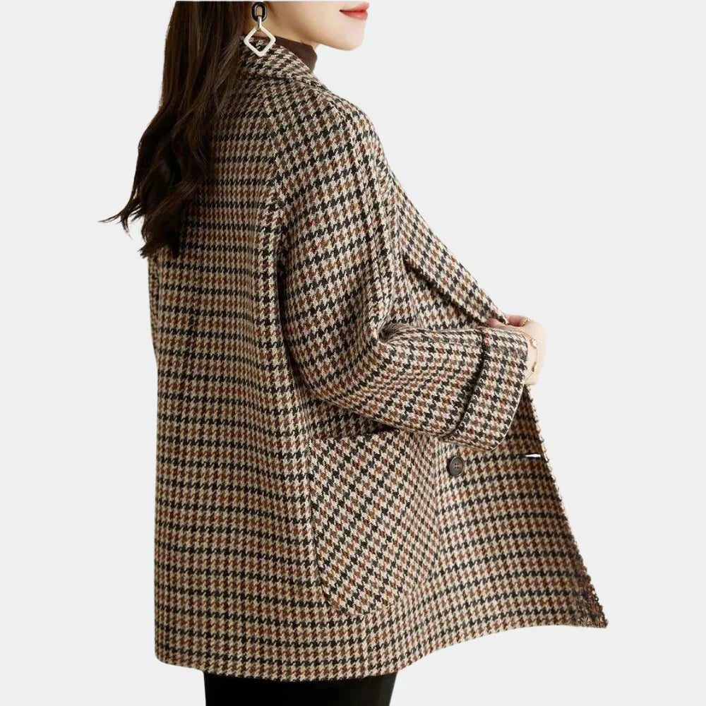 Helena-Lorraine | Women's Houndstooth Double-Breasted Tailored Blazer