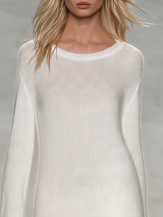 Iris | Women's Ivory Sequin-Hem Knit Maxi Dress