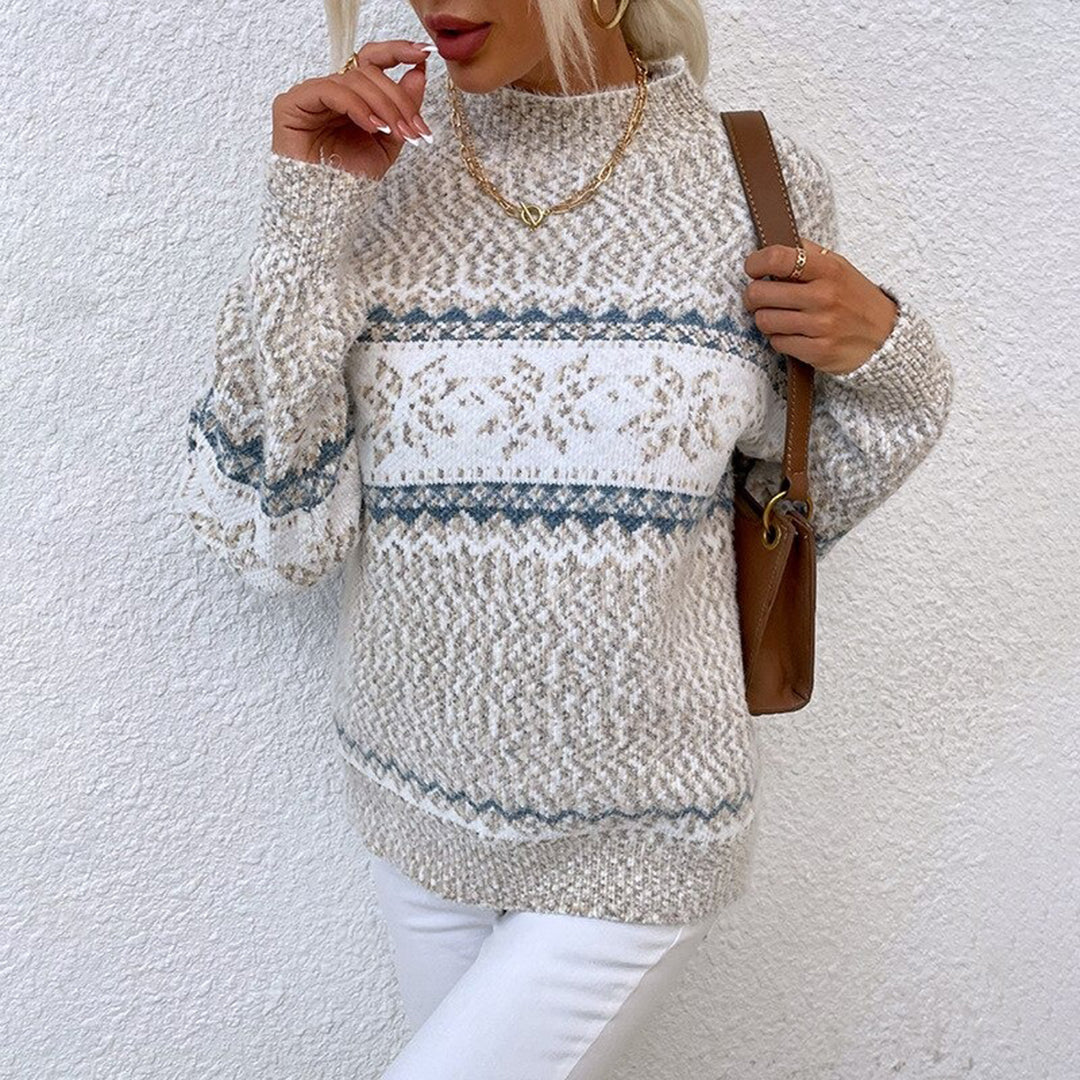 Sigrid-Stella | Women's Jacquard High-Neck Fleece Sweater