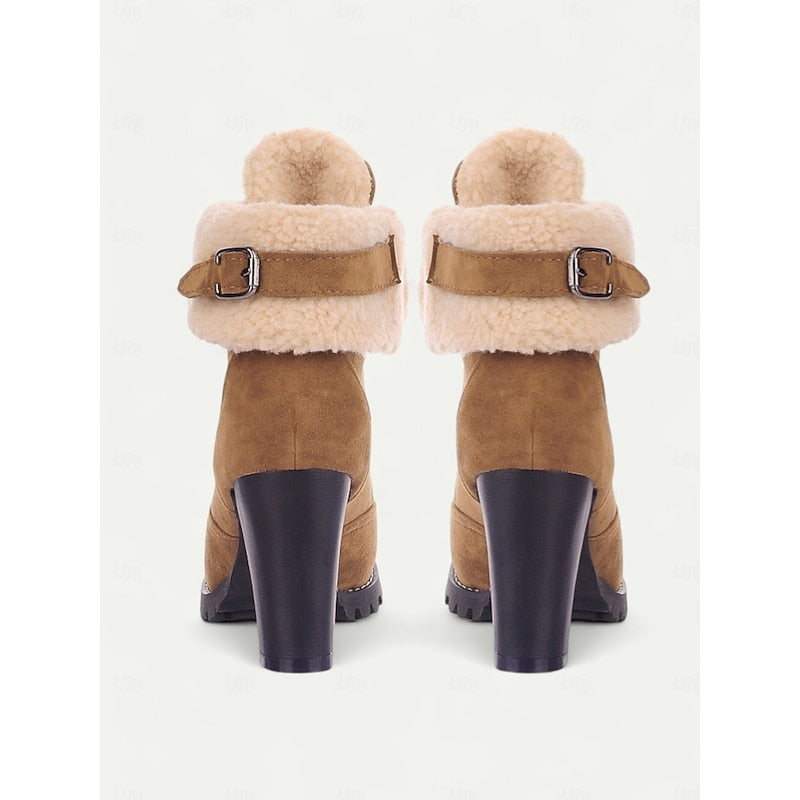 Ruth-Ophelia | Women's Lace-Up Chunky Heel Ankle Boots