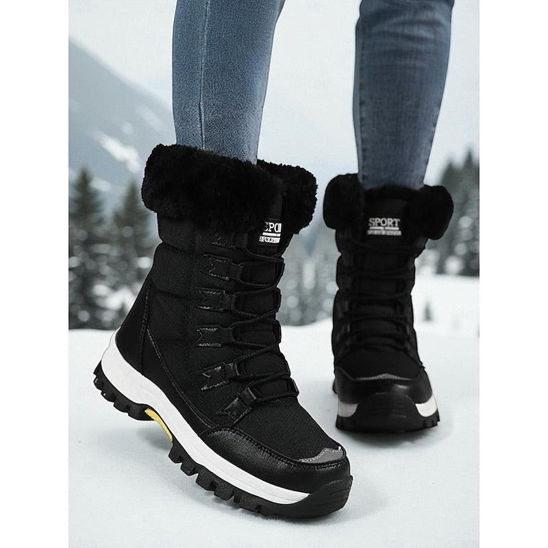 Pearl-Bianca | Women's Lace-Up Plush-Lined Ankle Boots