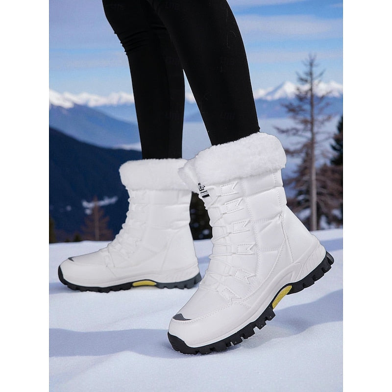 Pearl-Bianca | Women's Lace-Up Plush-Lined Ankle Boots