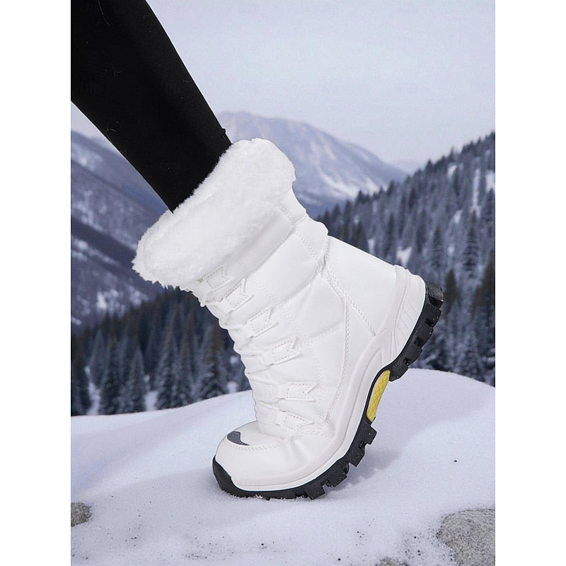 Pearl-Bianca | Women's Lace-Up Plush-Lined Ankle Boots