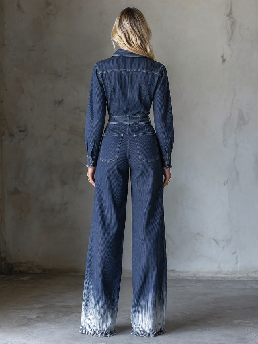 Hazel-Judith | Women's Leopard-Patch Denim Jumpsuit