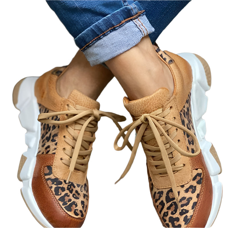 Lillian-Leonora | Women's Leopard Print Chunky Platform Sneakers