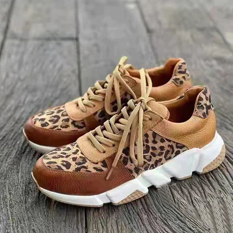 Lillian-Leonora | Women's Leopard Print Chunky Platform Sneakers
