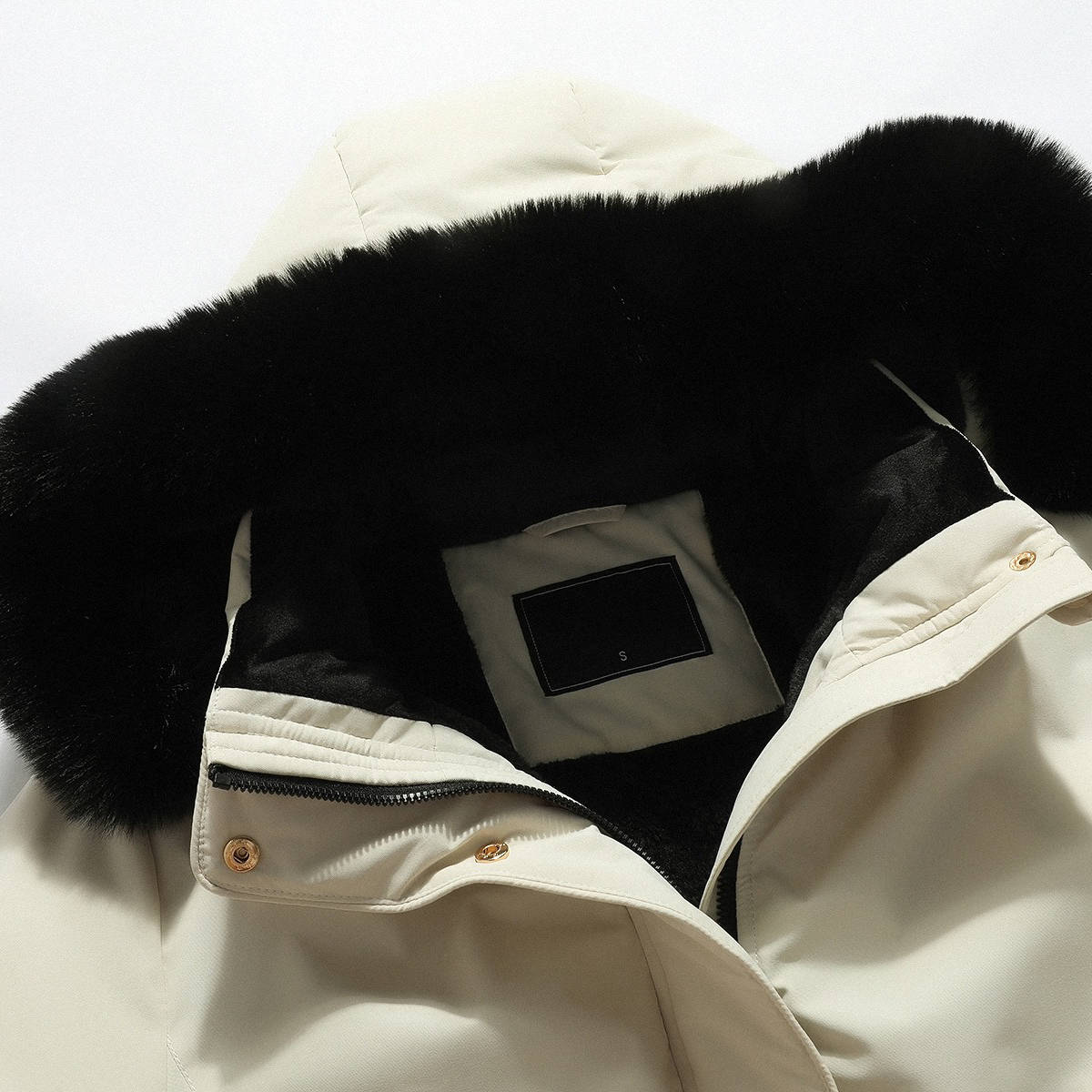 Olive-Pearl | Women's Long Belted Puffer Jacket with Faux Fur Hood