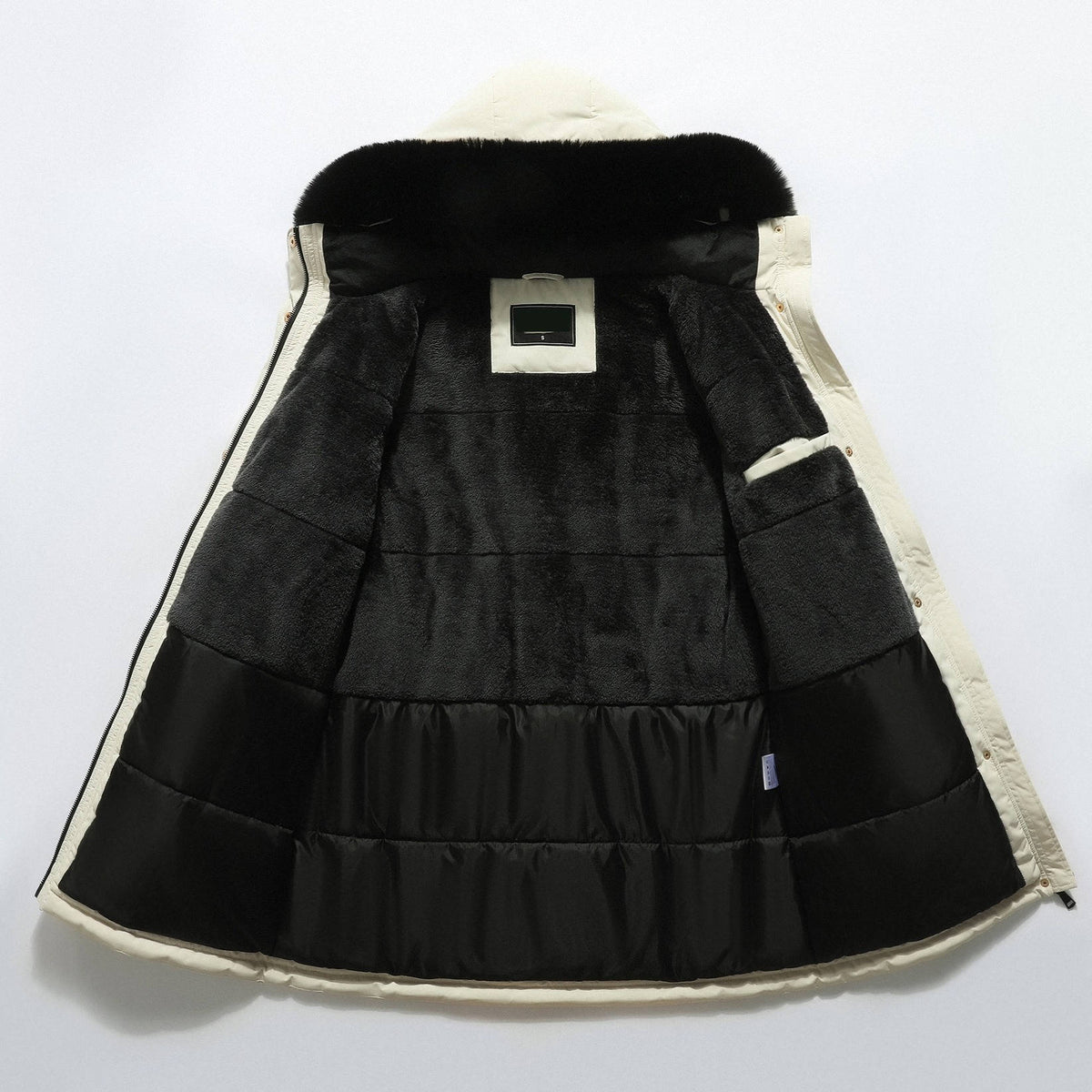 Olive-Pearl | Women's Long Belted Puffer Jacket with Faux Fur Hood