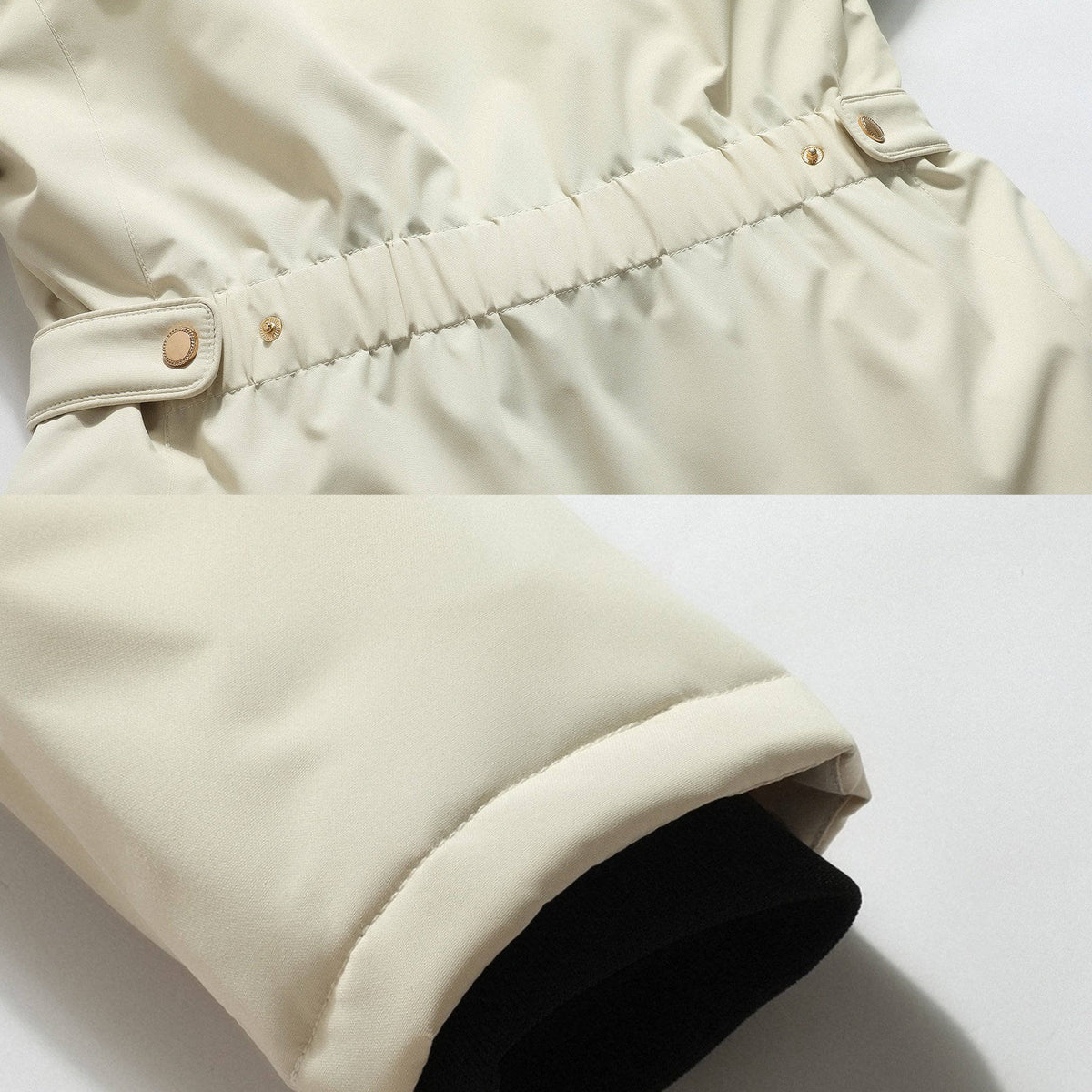 Olive-Pearl | Women's Long Belted Puffer Jacket with Faux Fur Hood