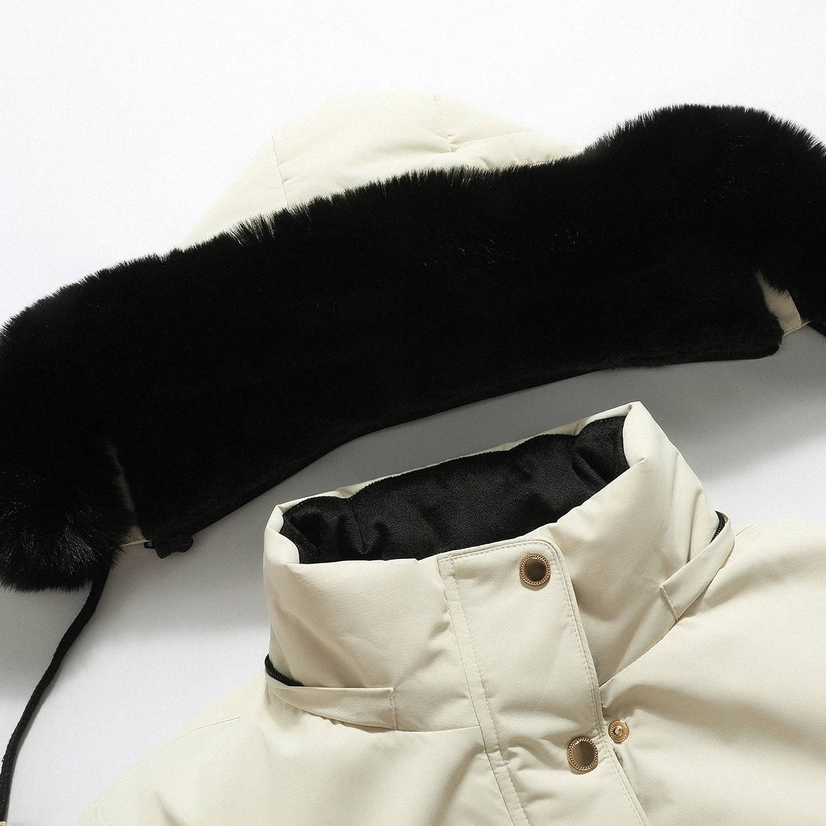 Olive-Pearl | Women's Long Belted Puffer Jacket with Faux Fur Hood