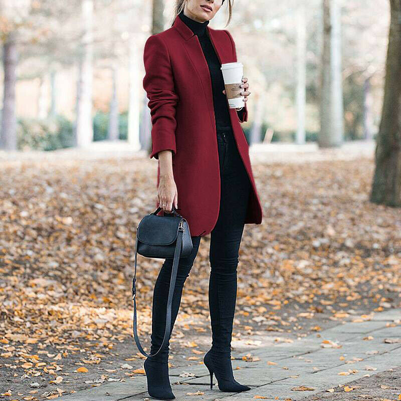 Ramona-Hazel | Women's Longline Tailored Blazer Coat