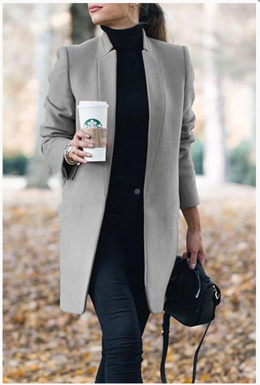 Ramona-Hazel | Women's Longline Tailored Blazer Coat