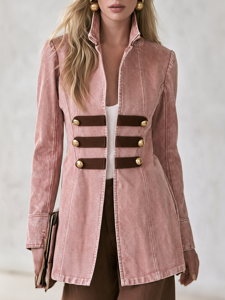 Patricia-Violet | Women's Military-Style Denim Blazer