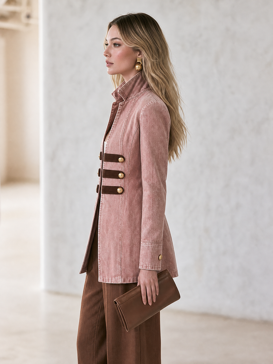 Patricia-Violet | Women's Military-Style Denim Blazer