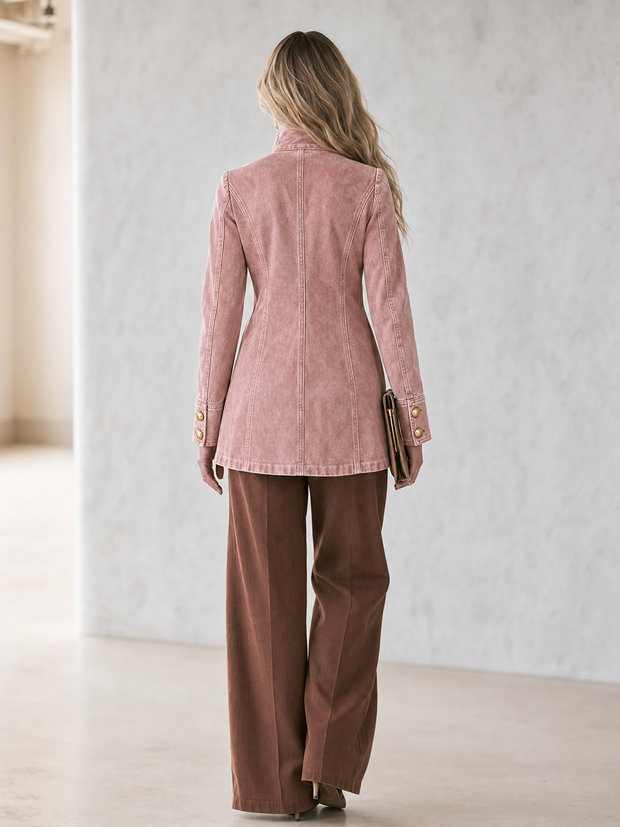 Patricia-Violet | Women's Military-Style Denim Blazer