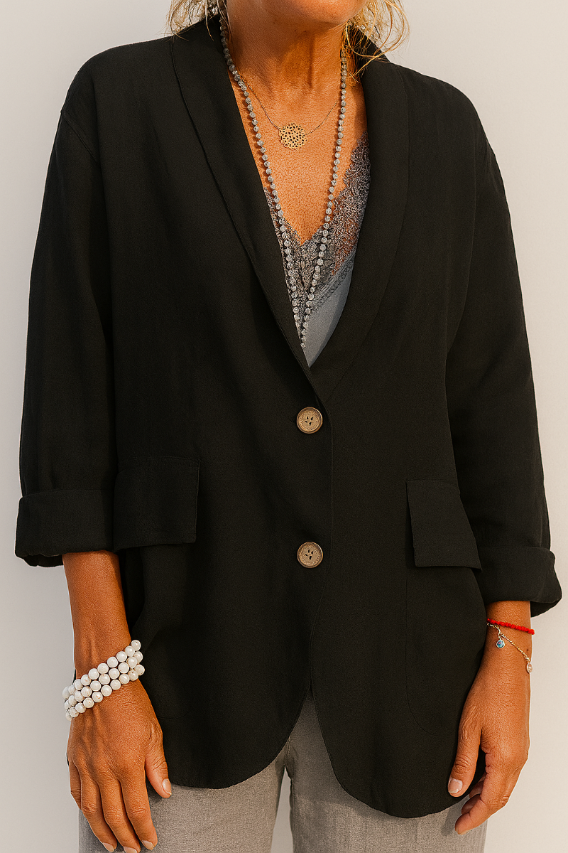 Paloma-Ursula | Women's Notch-Lapel Open-Front Linen Blazer