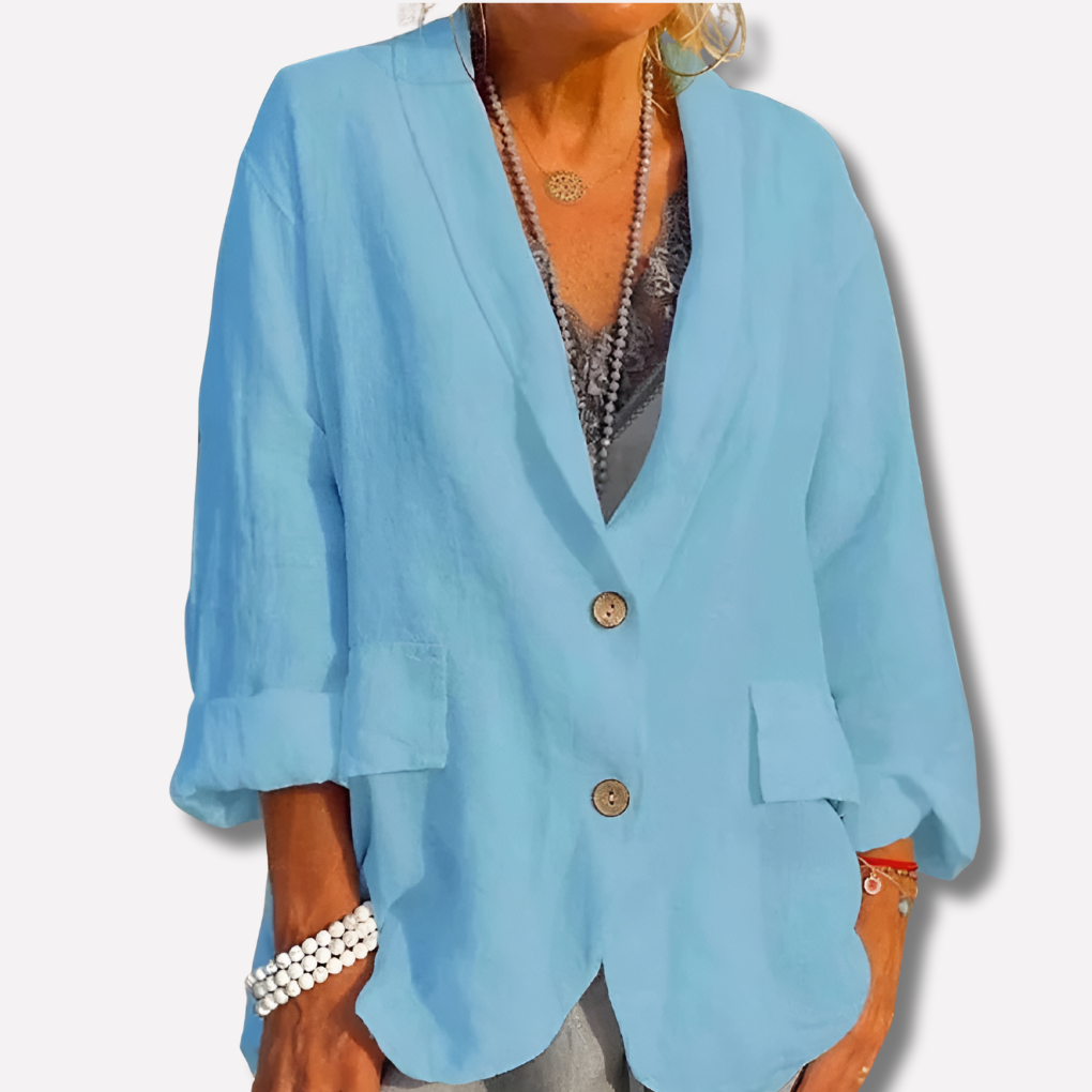 Paloma-Ursula | Women's Notch-Lapel Open-Front Linen Blazer