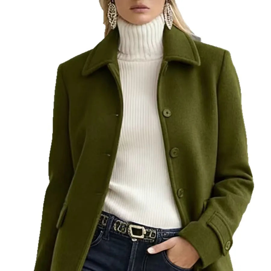 Minerva-Ingrid | Women's Notched Lapel Tailored Wool Peacoat