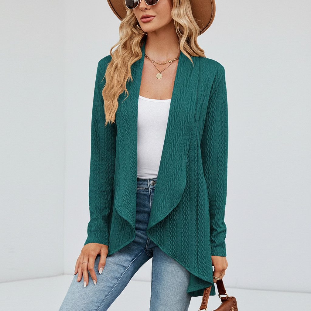 Lydia | Women's Open-Front Waterfall Drape Knit Cardigan