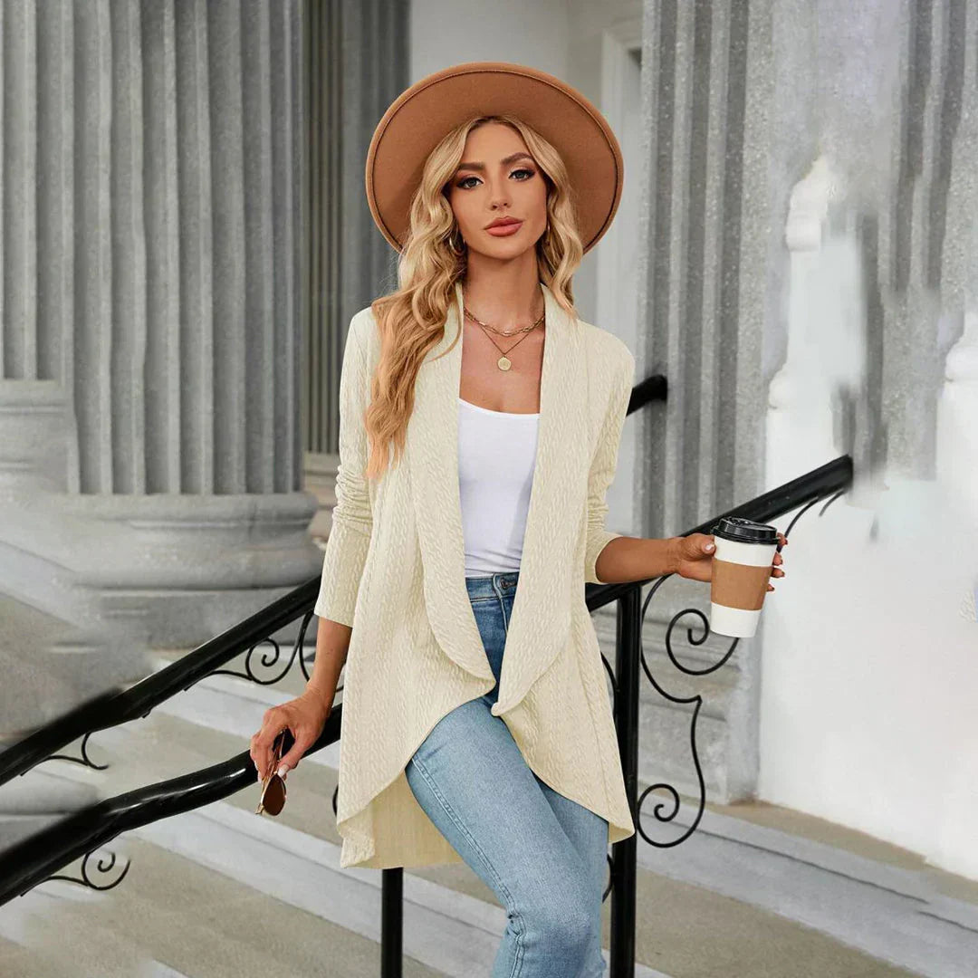 Lydia | Women's Open-Front Waterfall Drape Knit Cardigan