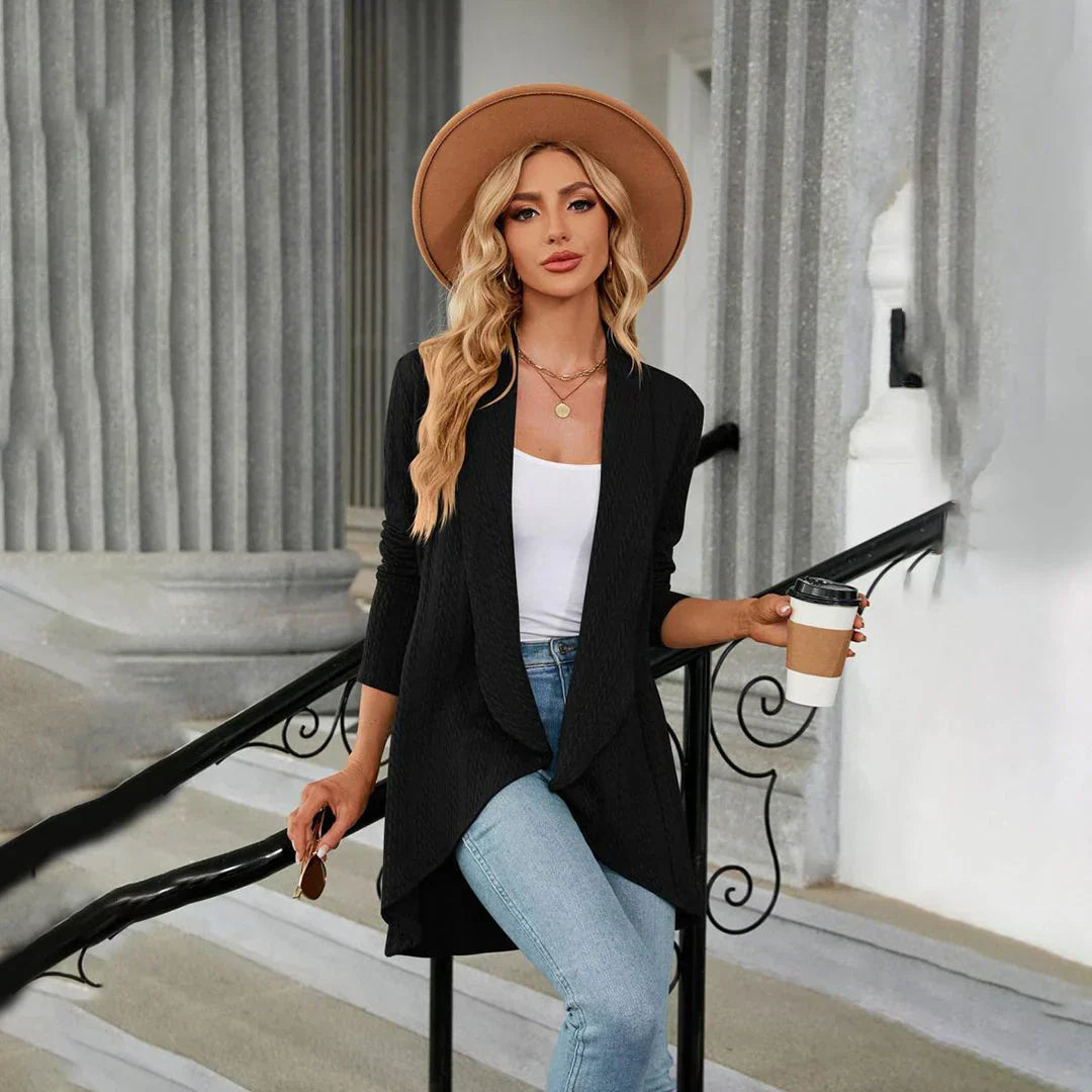 Lydia | Women's Open-Front Waterfall Drape Knit Cardigan