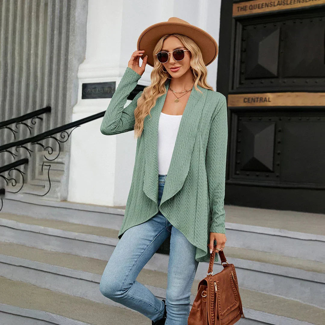 Lydia | Women's Open-Front Waterfall Drape Knit Cardigan