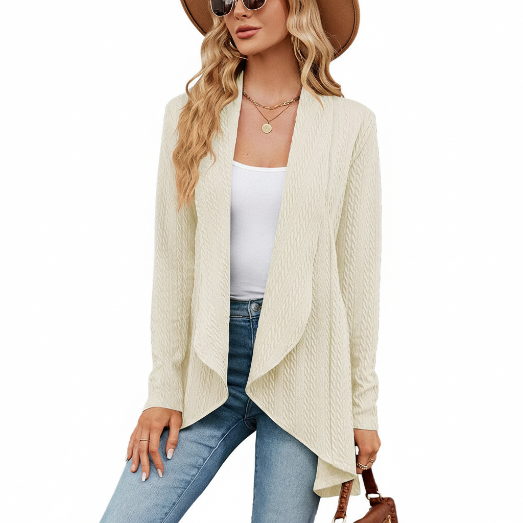Lydia | Women's Open-Front Waterfall Drape Knit Cardigan
